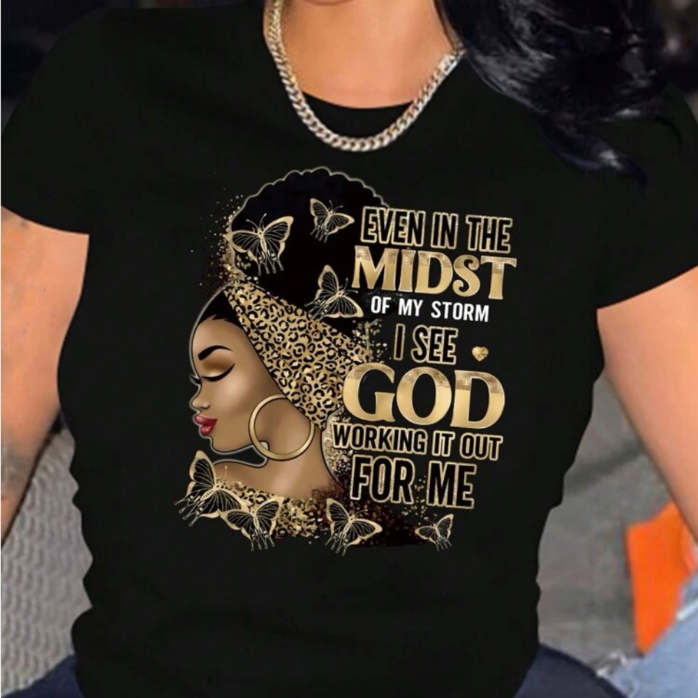 ✨🆕 Cool Black T-Shirt Figure And Slogan